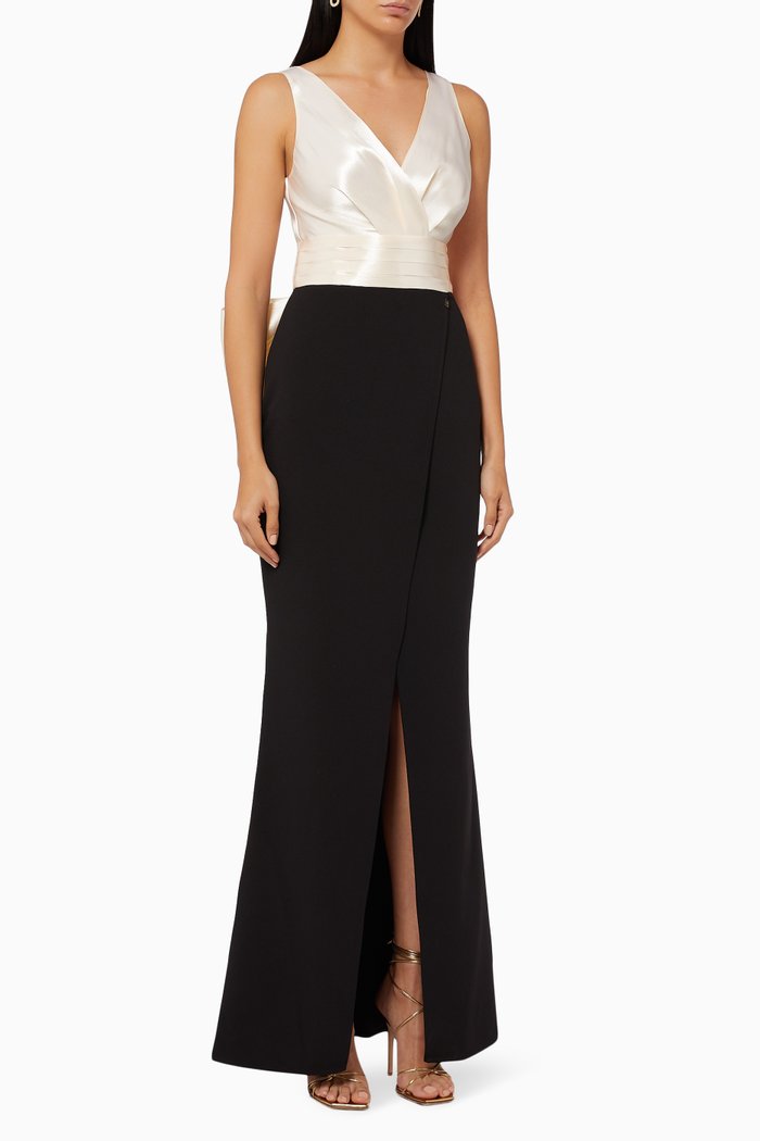 

Dress with Maxi Bow in Satin & Crêpe, White