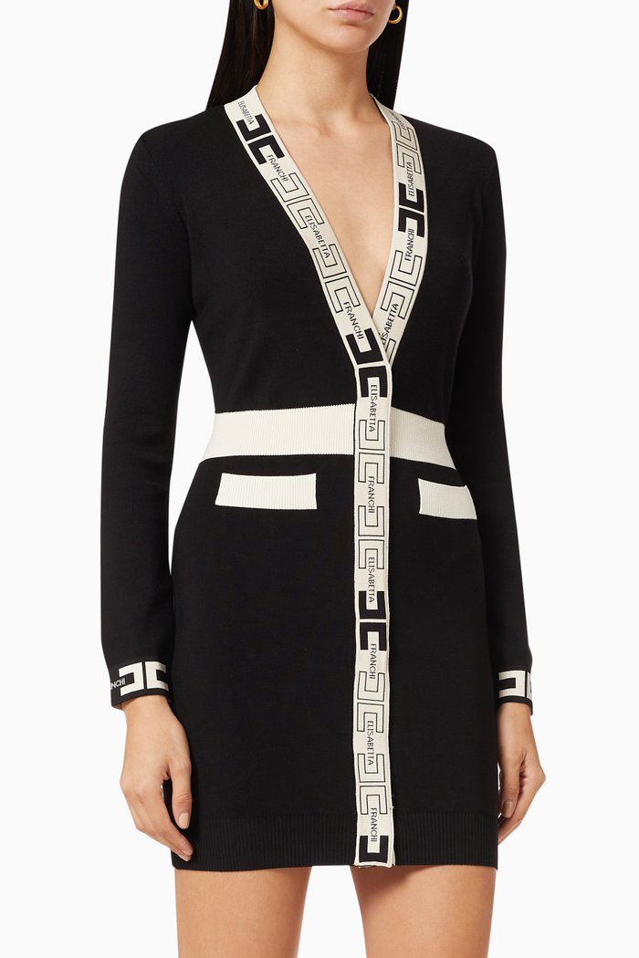 

Jacquard Logo Dress in Viscose Knit, Black
