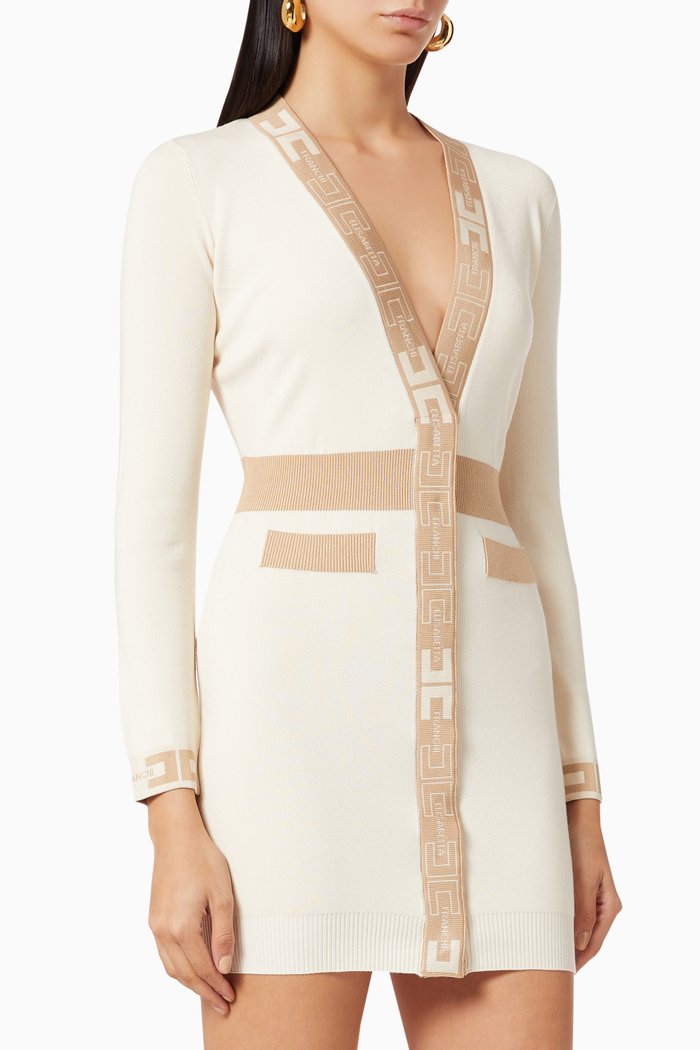 

Jacquard Logo Dress in Viscose Knit, White