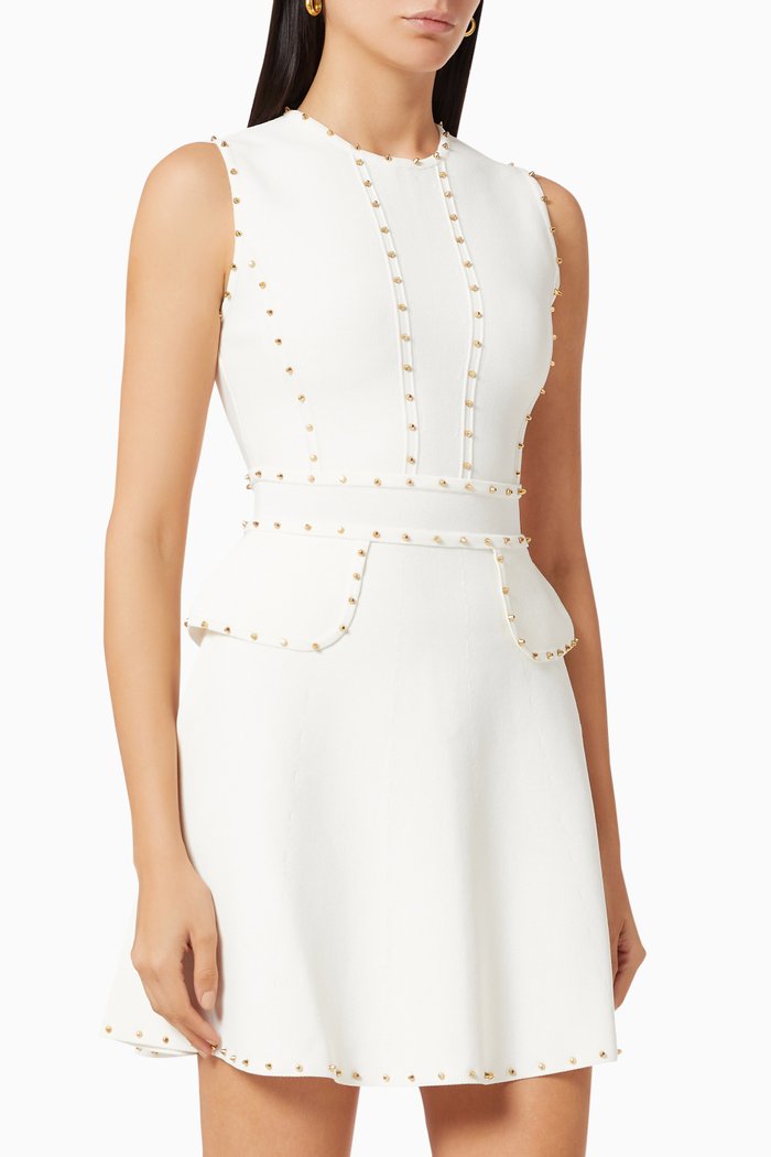 

Studded Mini Dress in Viscose Knit, White