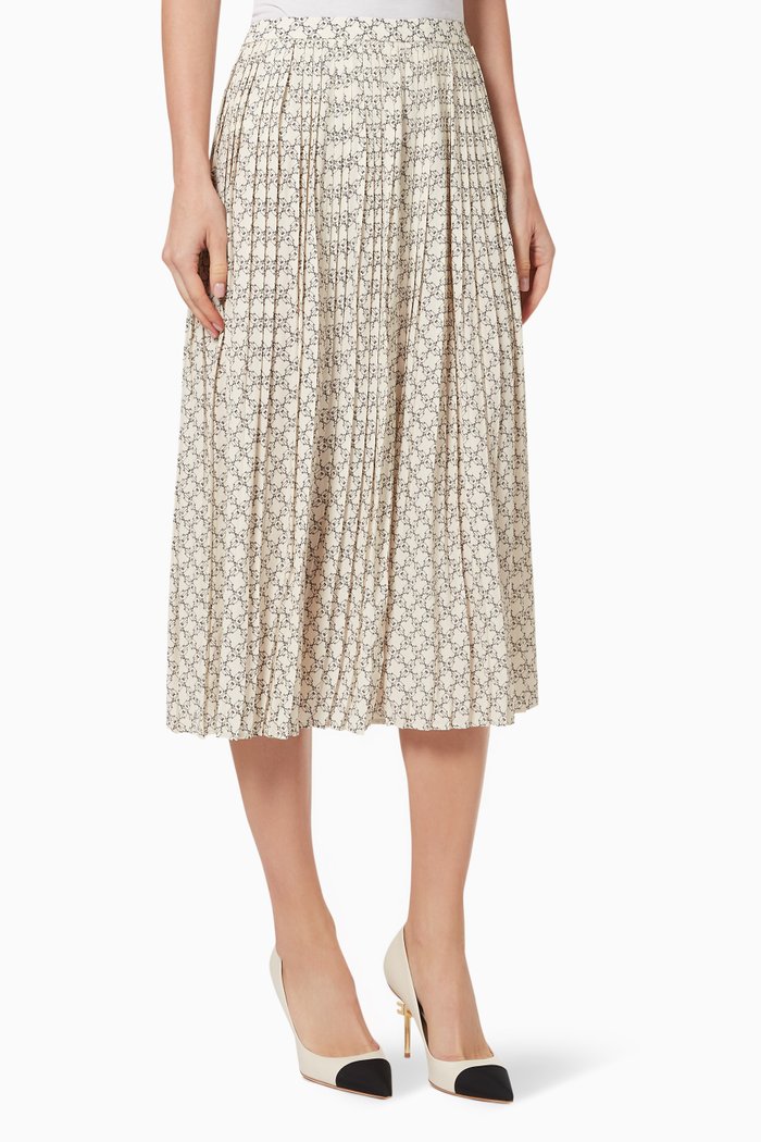 

Pleated Skirt in Micro Padlock Viscose Georgette, Multicolour