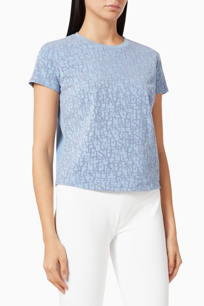 

T-shirt in Logo Lettering Cotton, Blue