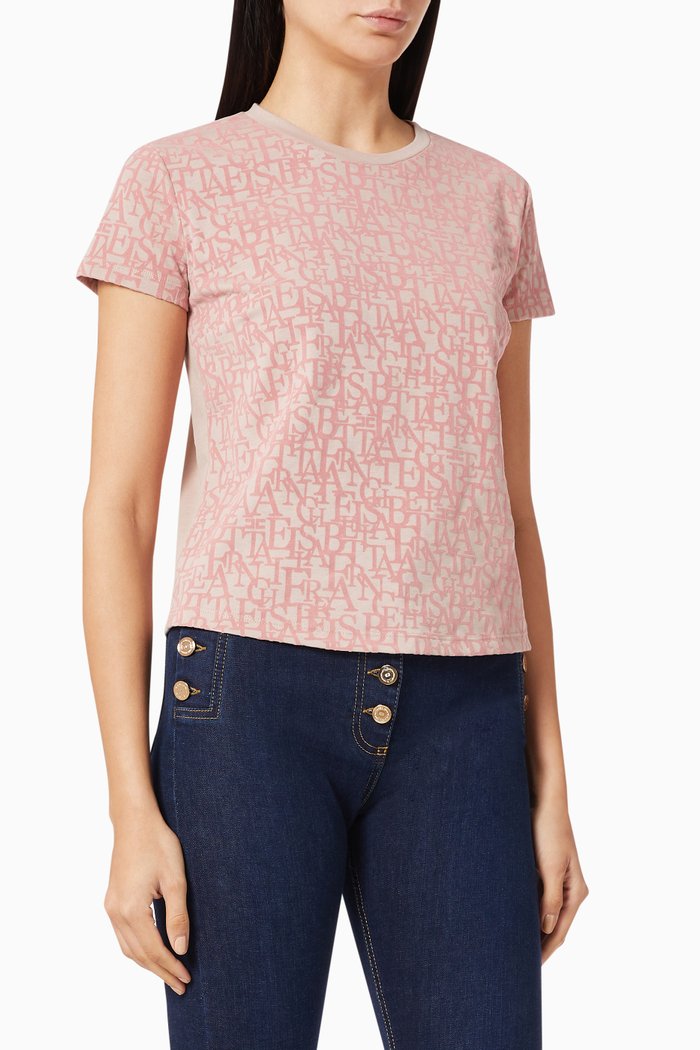 

T-shirt in Logo Lettering Cotton, Pink