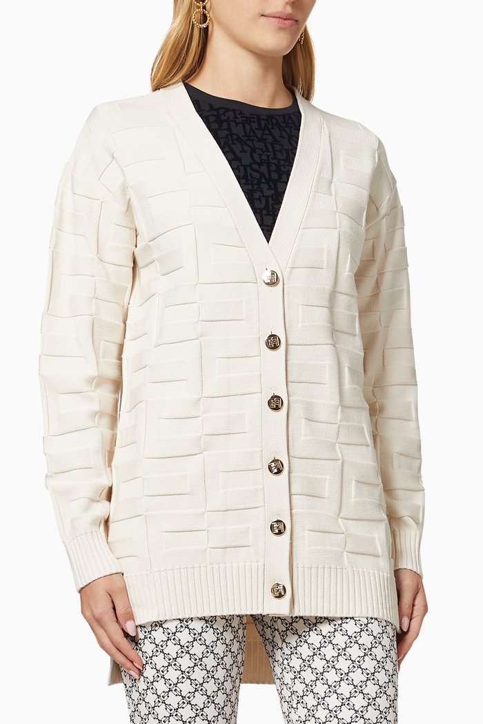 

Cardigan in Logo Viscose Knit, White