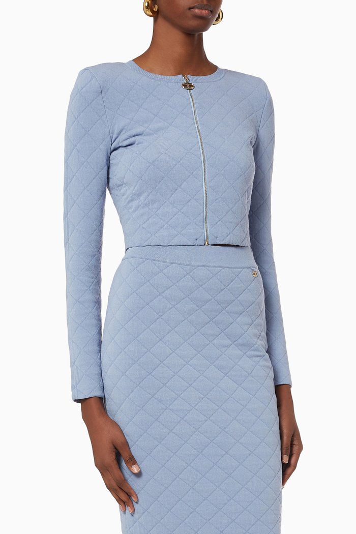 

Short Jacket in Quilted Stitch, Blue