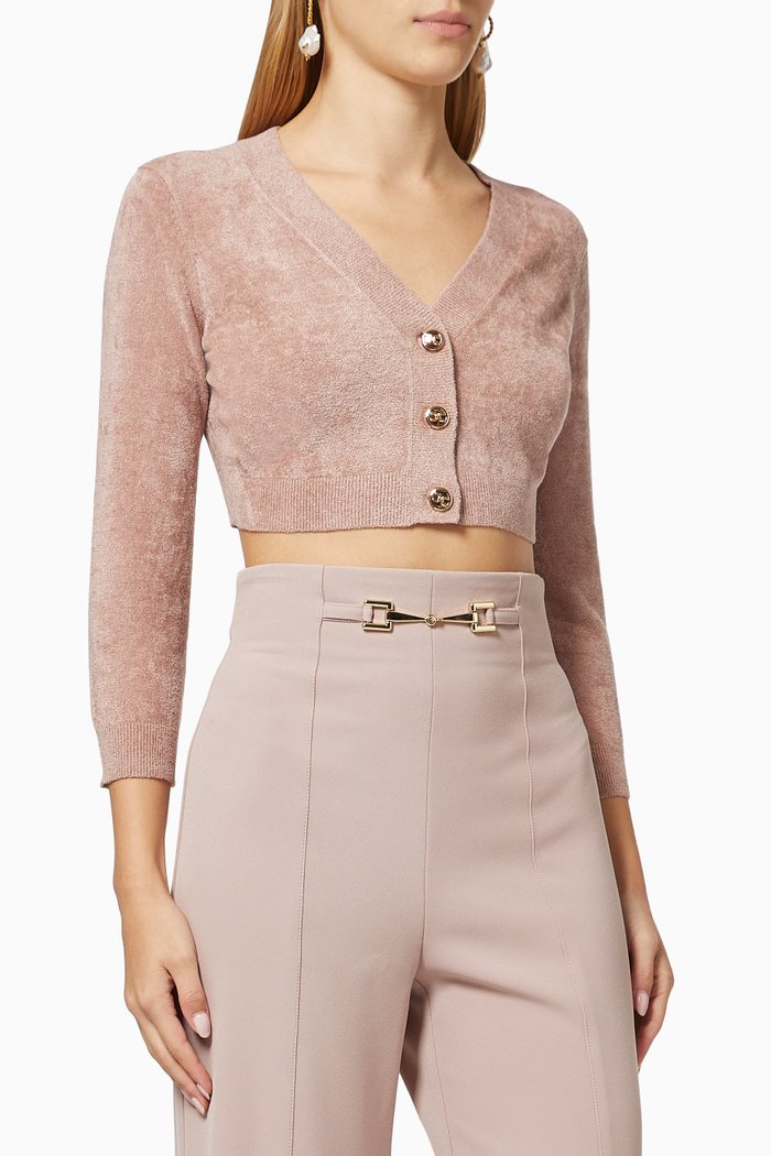 

Cropped Cardigan in Chenille, Pink