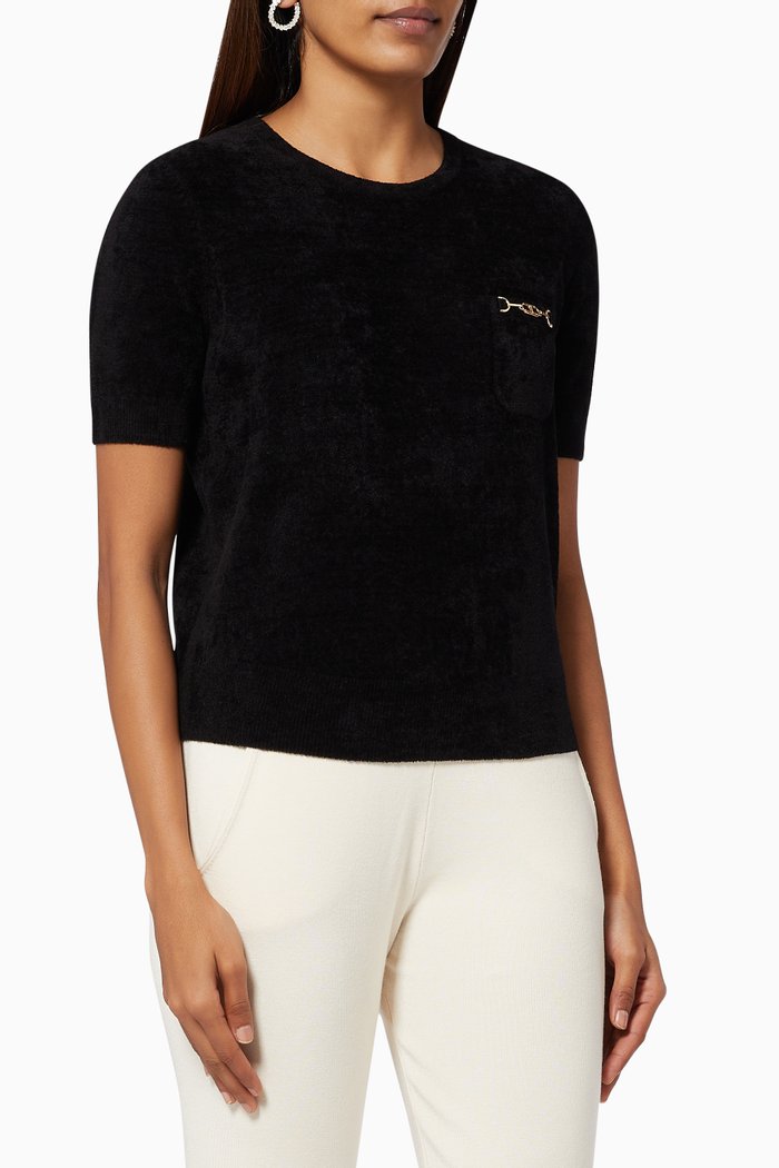 

Horsebit T-shirt in Chenille, Black