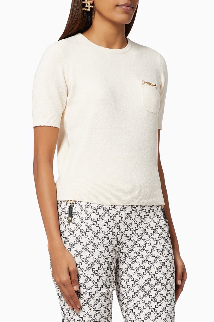 Horsebit T-shirt in Chenille, White