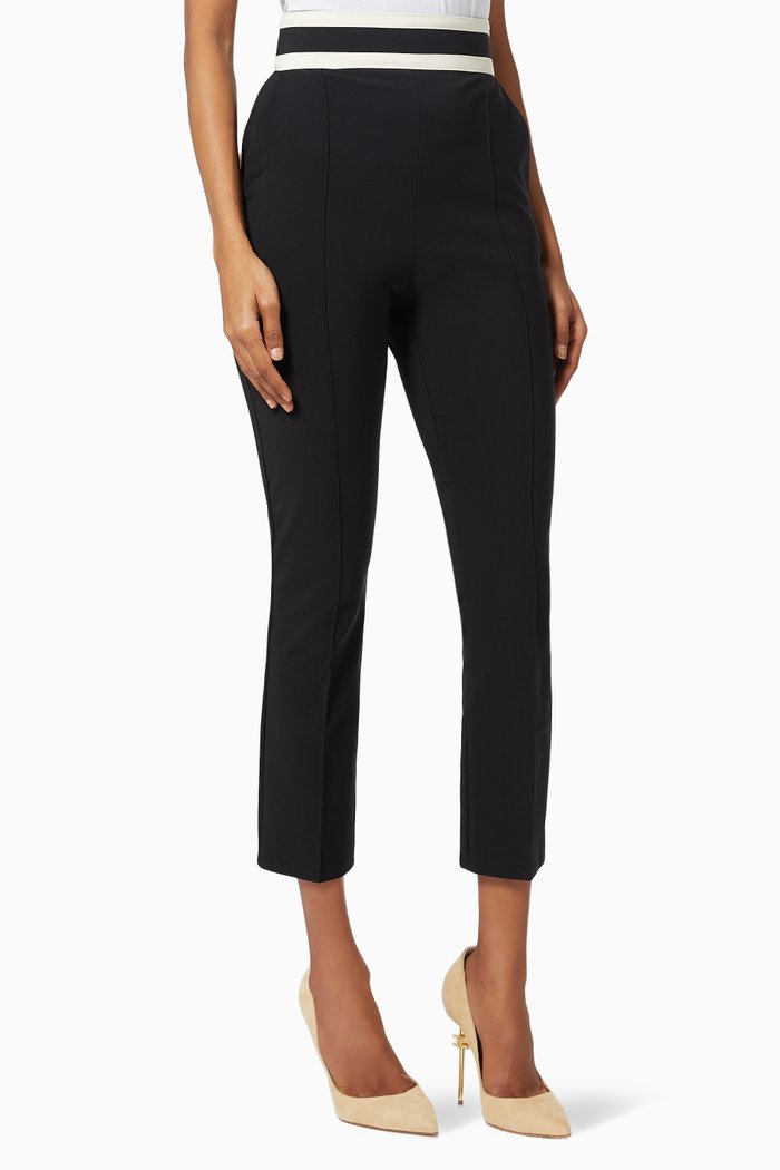 

Cigarette Pants in Textured Fabric, Black