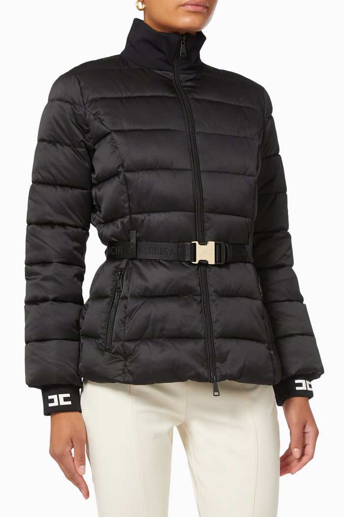 Quilted Jacket in Satin Voile, Black