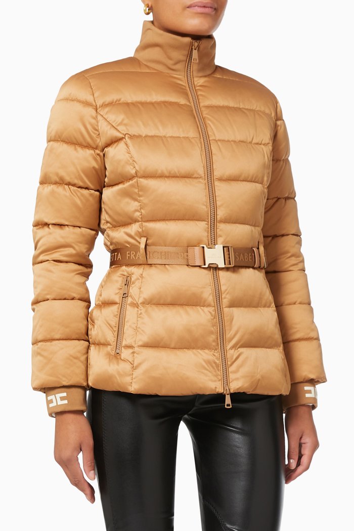 Quilted Jacket in Satin Voile, Brown