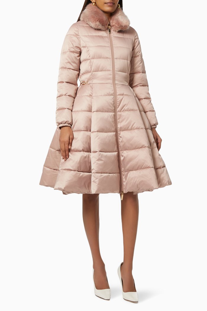 

Quilted Circle Jacket in Nylon, Pink