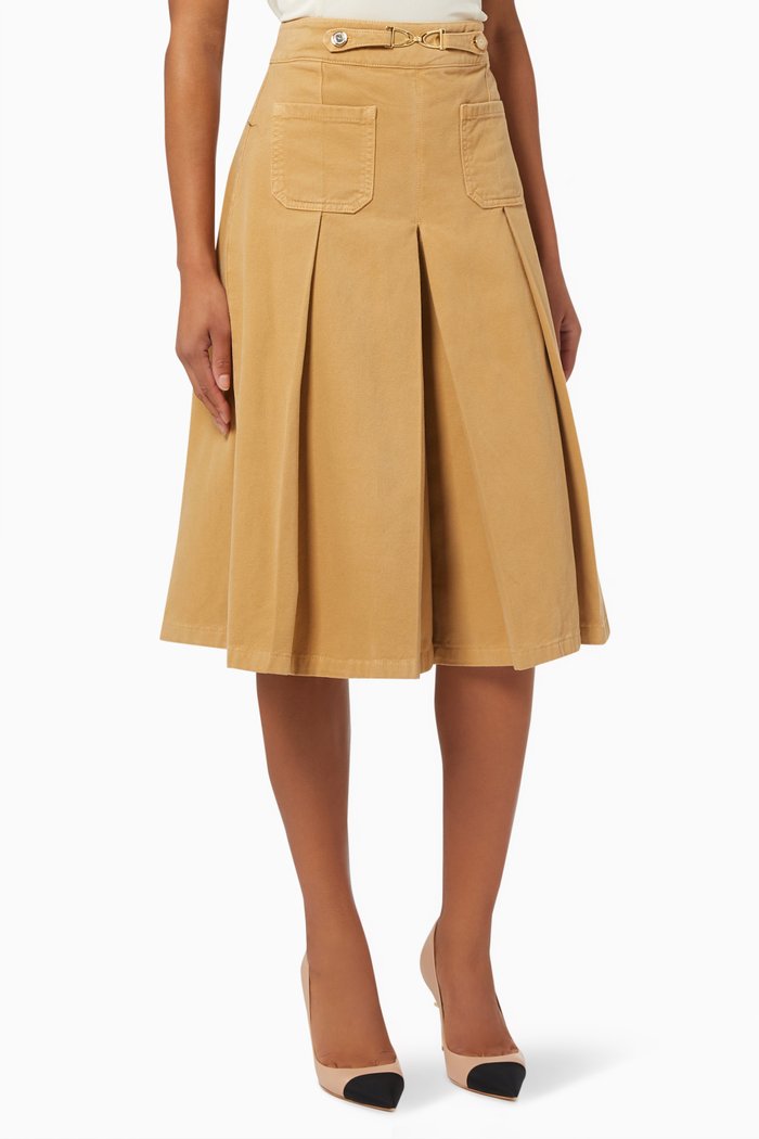 

Flared Culottes in Garment-dyed Denim, Brown