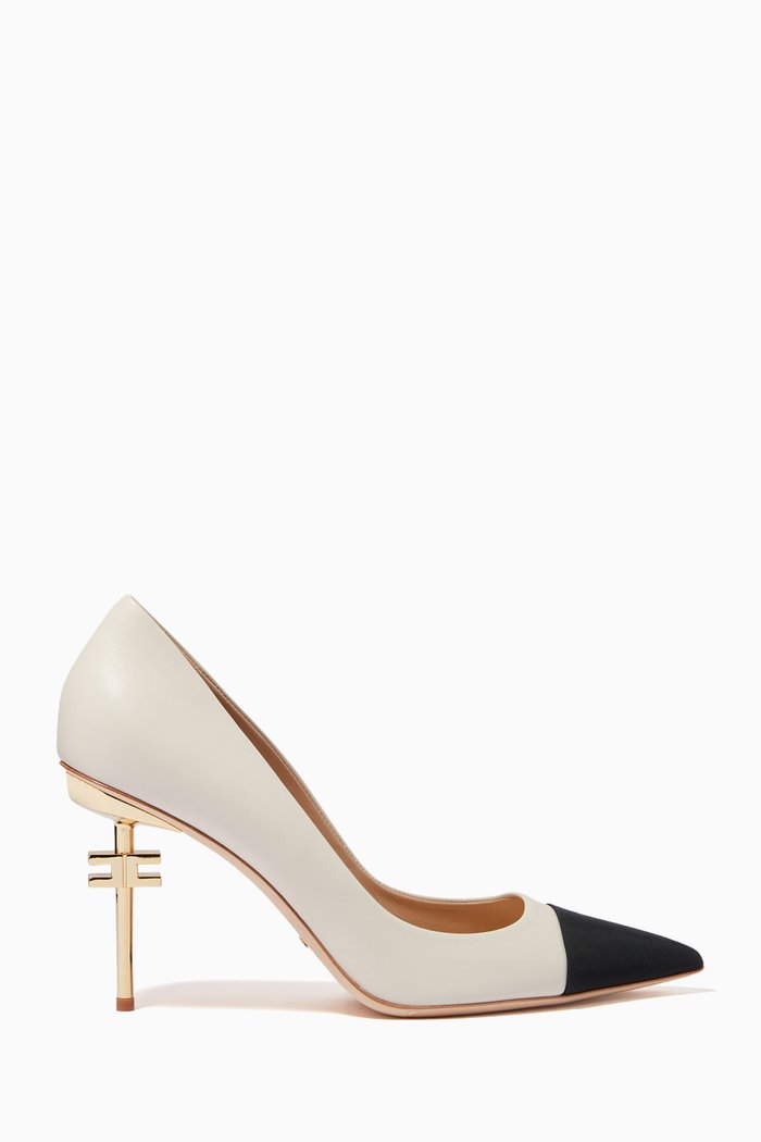 Pumps 90 with Sculpted Logo Heel in Nappa, White