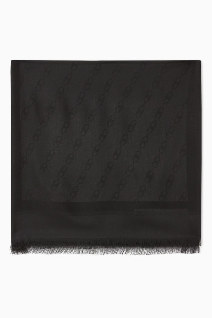 

Scarf in Horse Bit Chain Jacquard Viscose Modal, Black