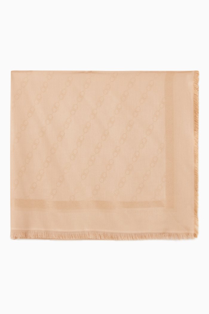 Scarf in Horse Bit Chain Jacquard Viscose Modal, Brown