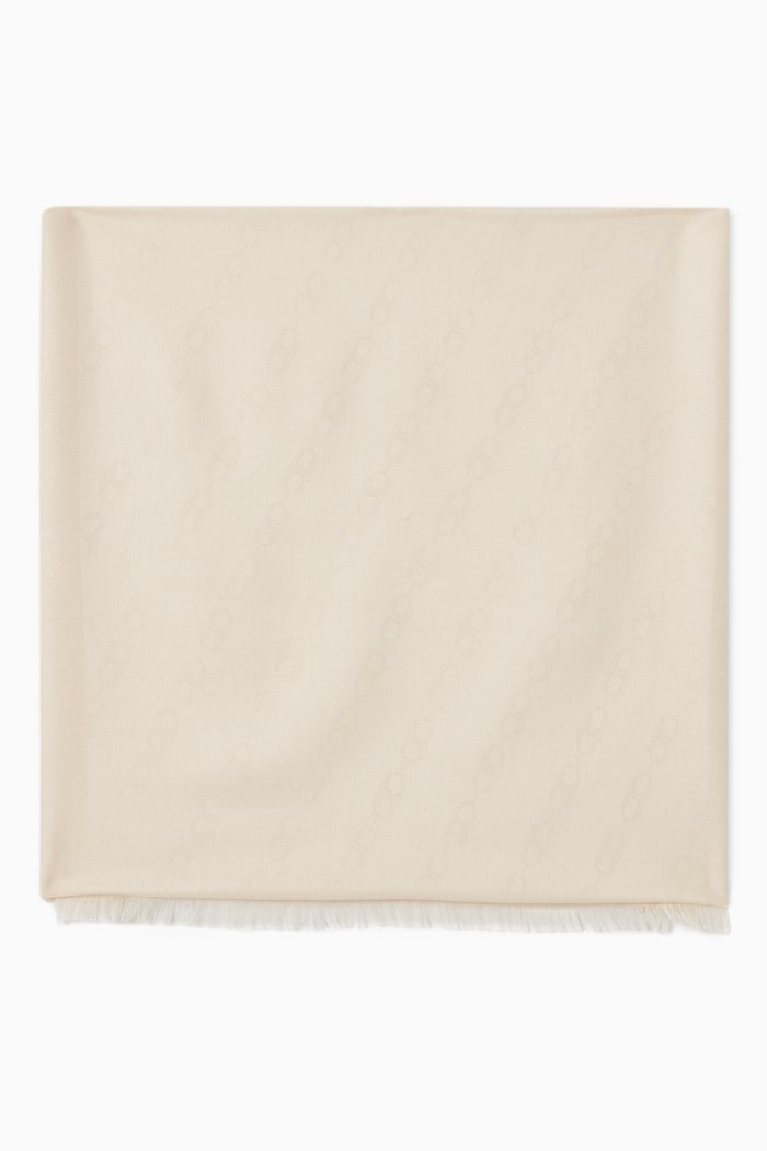 

Scarf in Horse Bit Chain Jacquard Viscose Modal, White