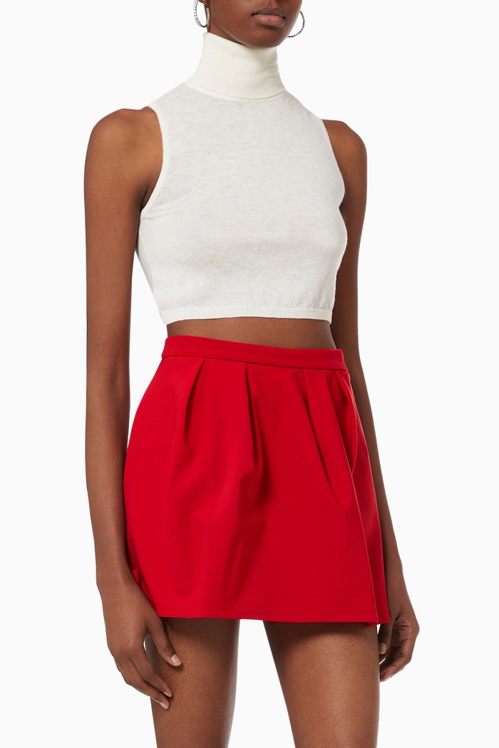 

Turtleneck Crop Top in Wool Cashmere Knit, White