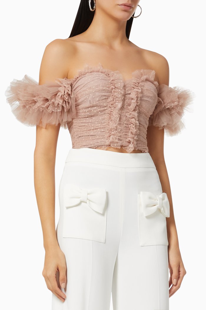 

Bodice Top in Plumetis Tulle, Pink