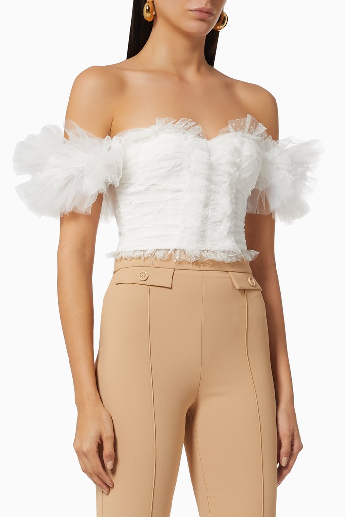 

Bodice Top in Plumetis Tulle, White