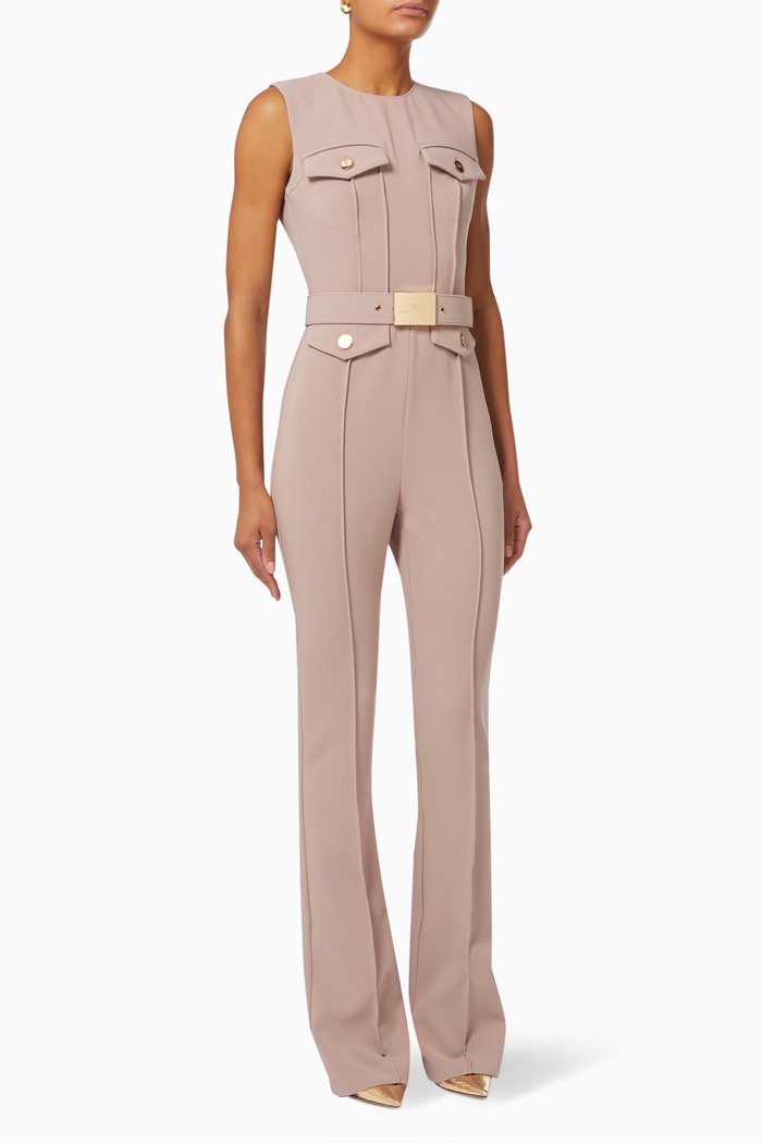 

Sleeveless Jumpsuit in Stretch Crêpe, Pink