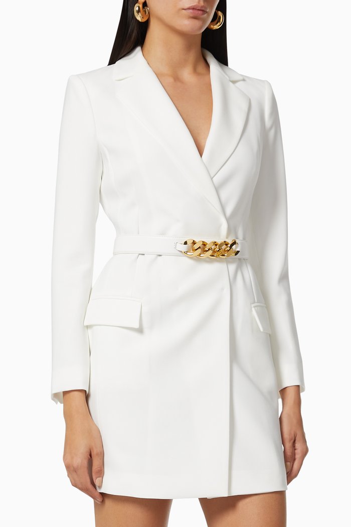 

Double-breasted Coat Dress in Crêpe, White