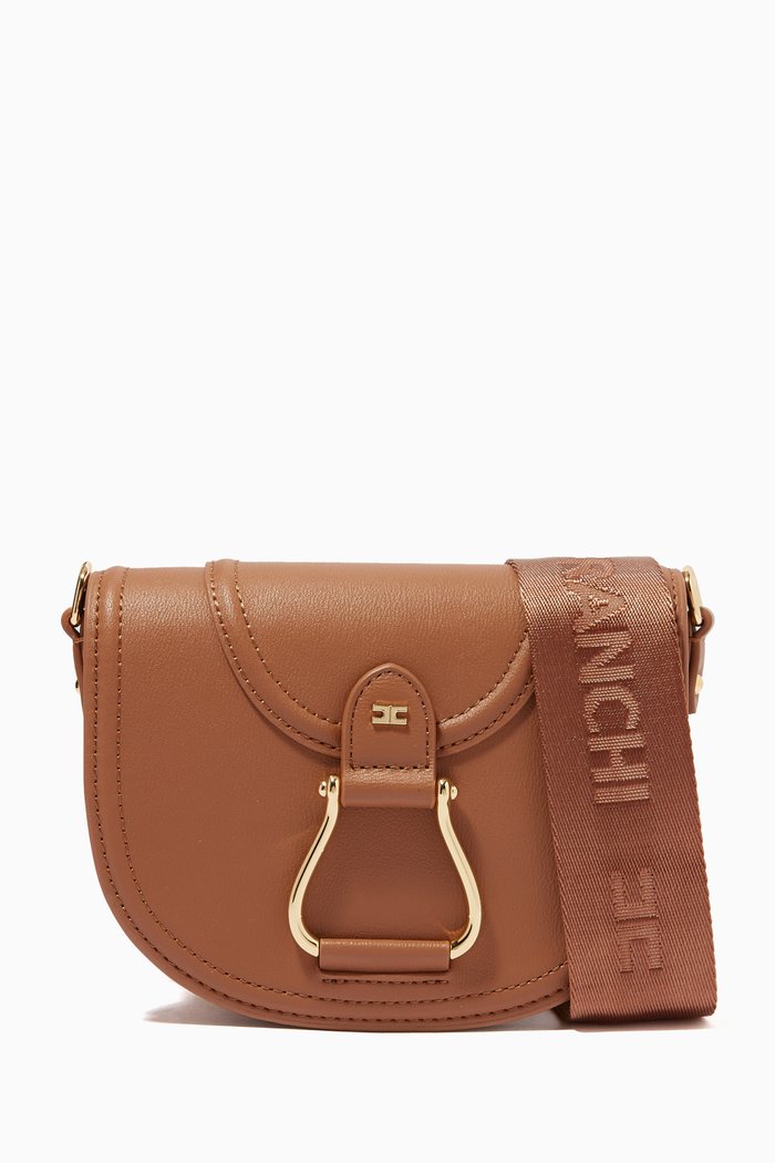 

Shoulder Bag in Faux Leather, Brown