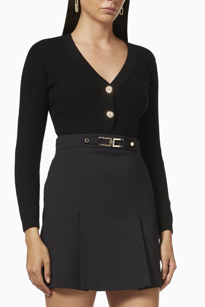 

Crop Cardigan in Rib-knit, Black