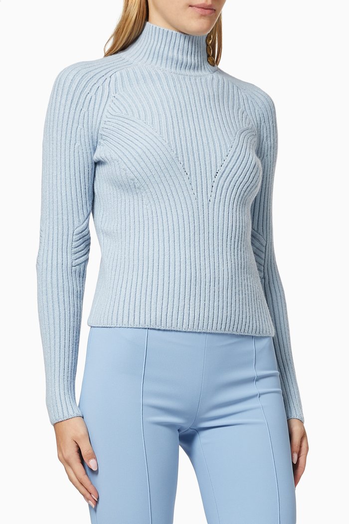 

Sweater in Viscose Rib-knit, Blue