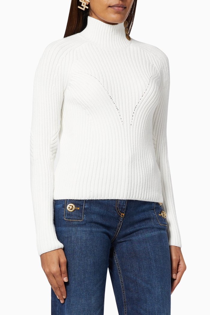 

Sweater in Viscose Rib-knit, White