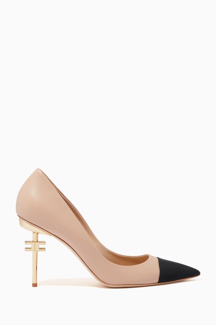 Pumps 90 with Sculpted Logo Heel in Nappa, Pink
