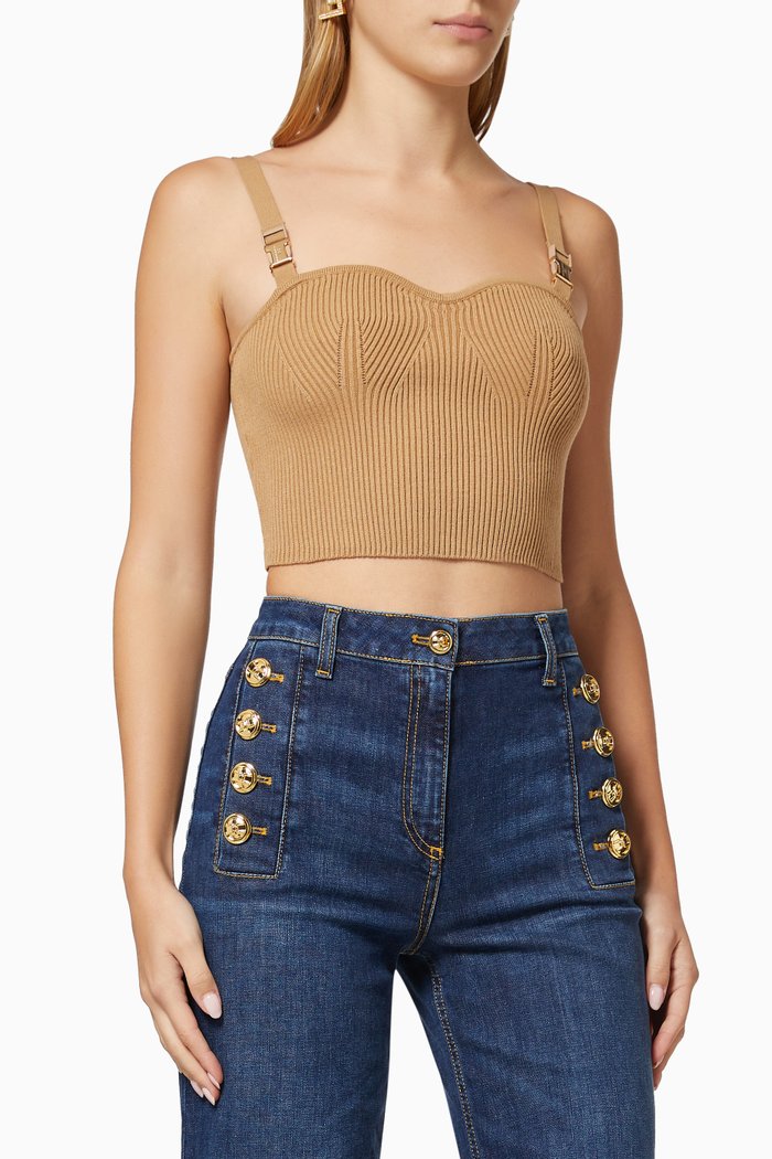

Crop Top in Viscose Rib-knit, Brown