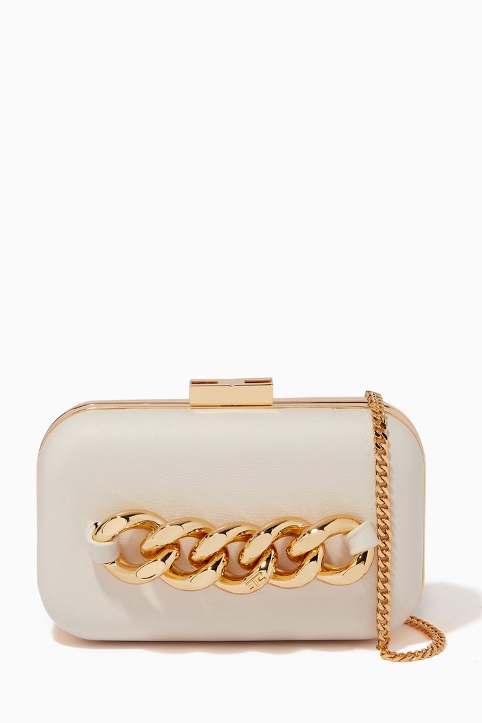 

Clutch Bag on Chain in Nappa Faux Leather, White