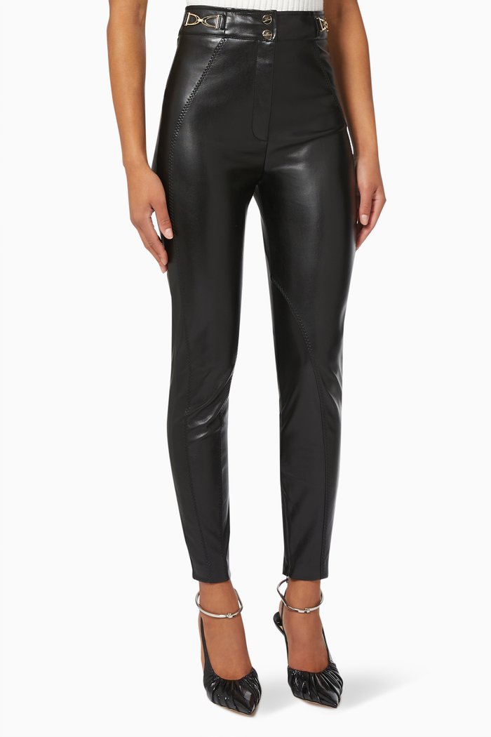Slim Pants in Faux Leather, Black