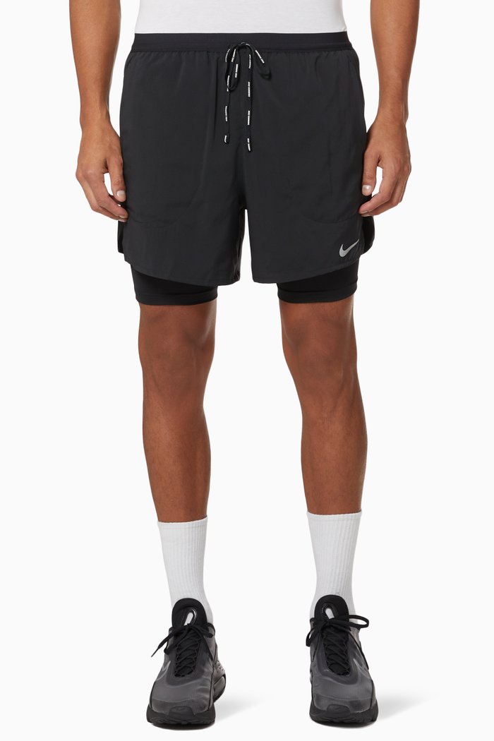 

Flex Stride 2-in-1 Running Shorts in Nylon, Black