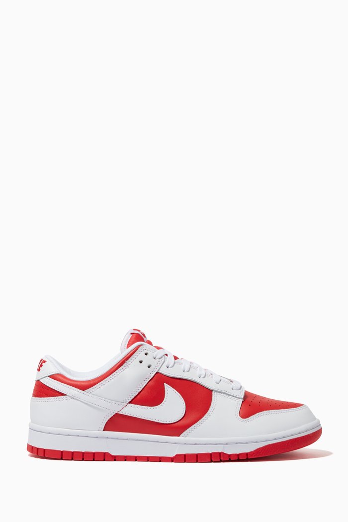 

Dunk Retro Low Top Sneakers in Leather, Red