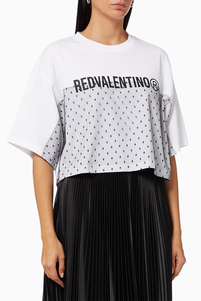 

Tulle Logo T-shirt in Cotton Jersey, White