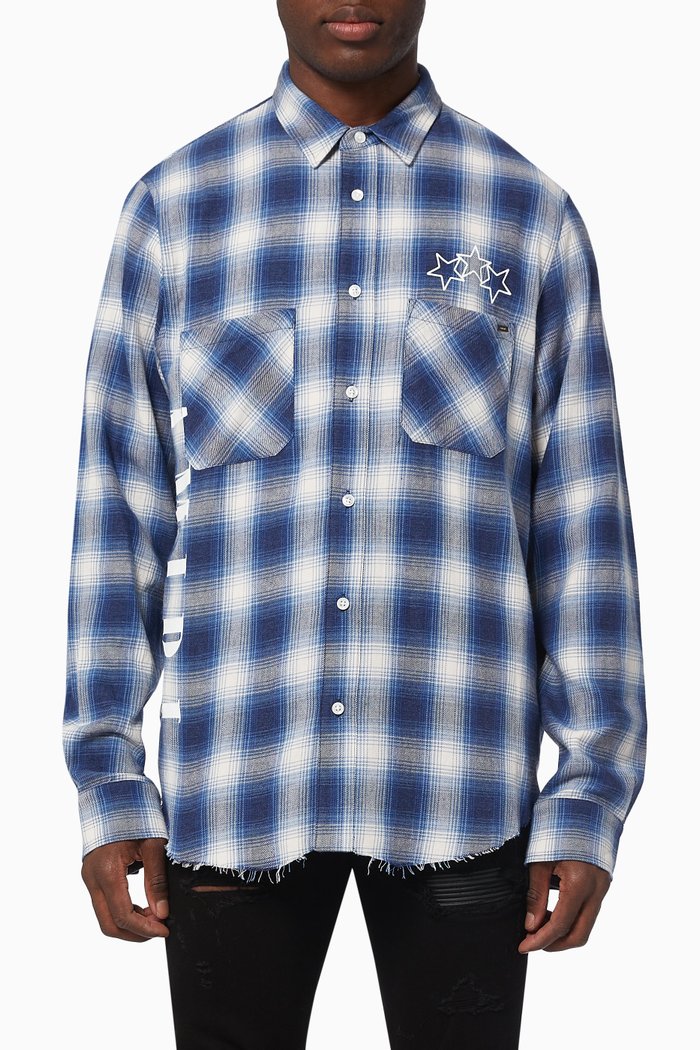 

Vertical Logo Shirt in Plaid Flannel, Blue