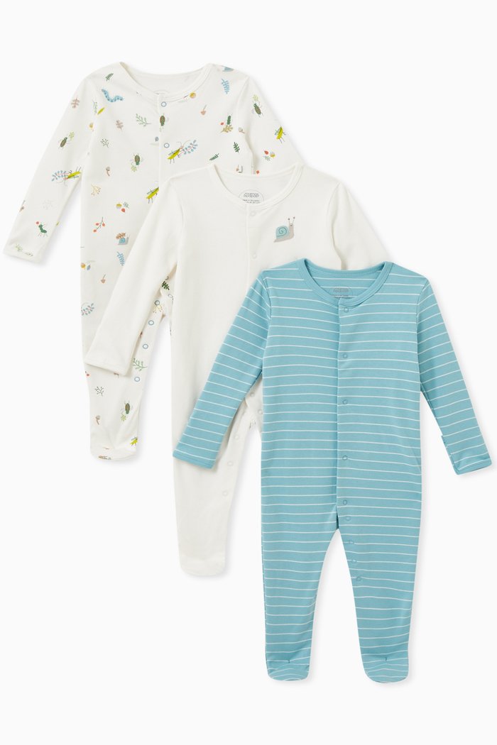

Bugs Sleepsuits in Jersey, Set of 3, Multicolour