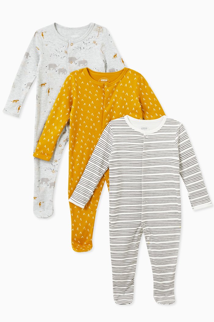 

Safari Sleepsuits in Jersey, Set of 3, Multicolour