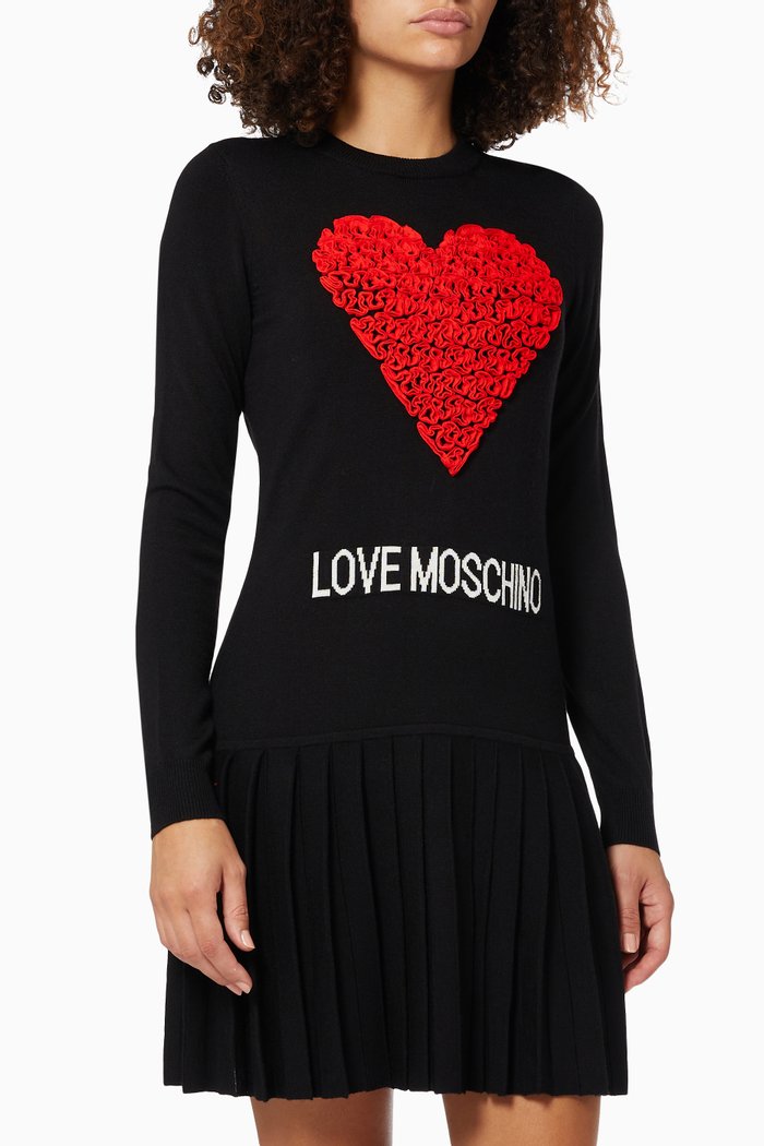 

Heart Motif with Logo Dress, Blue