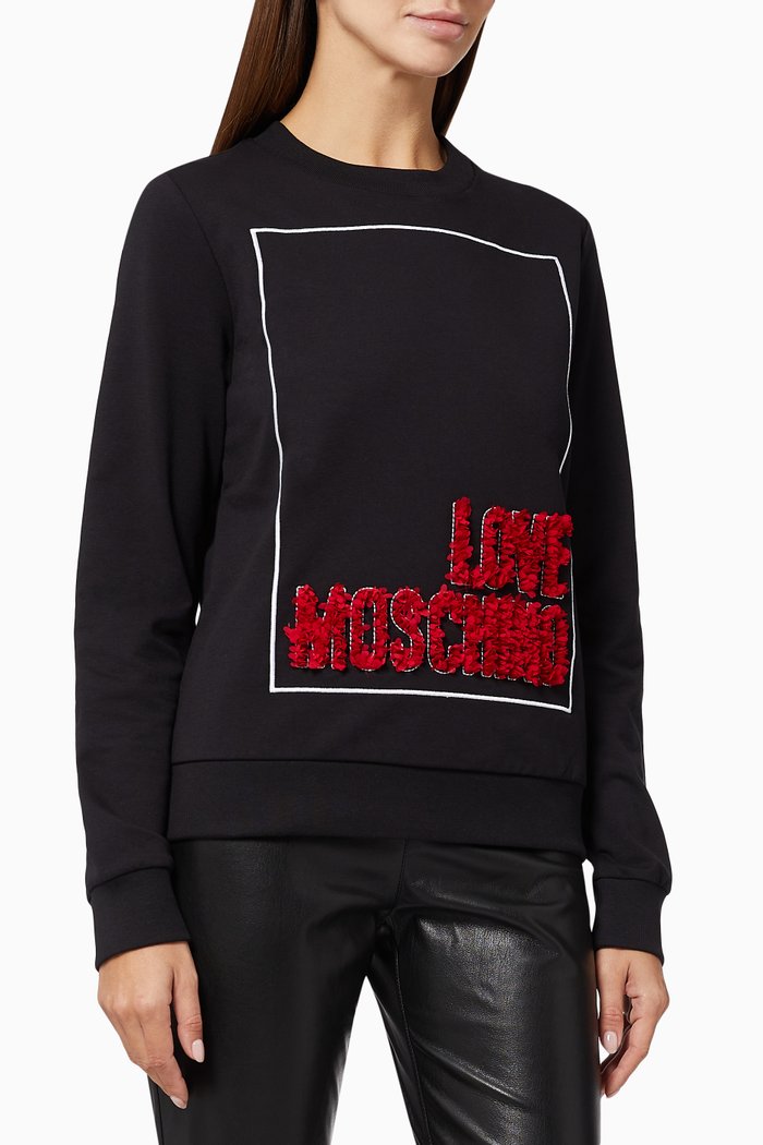 

Printed Logo Sweatshirt in Cotton, Black
