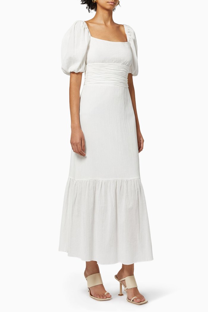 

Summer Midi Dress in Organic Cotton, White
