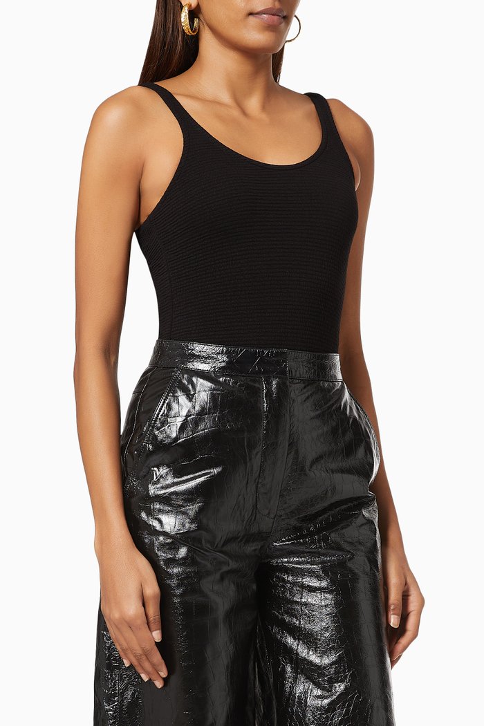 

Elvirah Open Back Bodysuit, Black