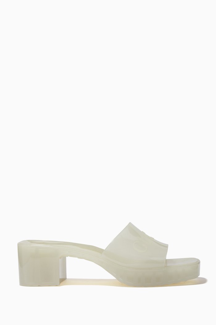 

Logo Platform Sandals in Rubber, White