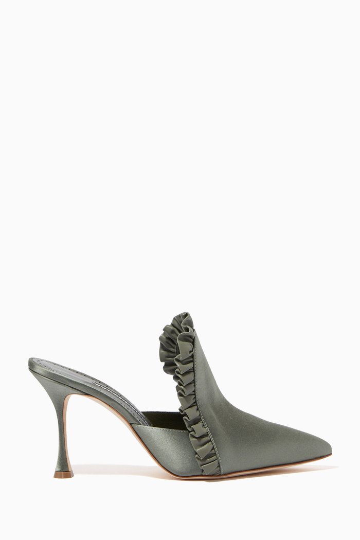 

Aratil 90 Mules in Satin, Green