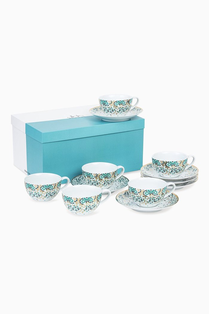 

Mirrors Teacup & Saucer, Set of 6, Green