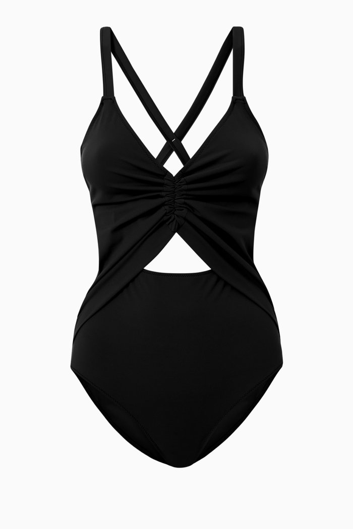 

Olivia Ruched One Piece Swimsuit, Black