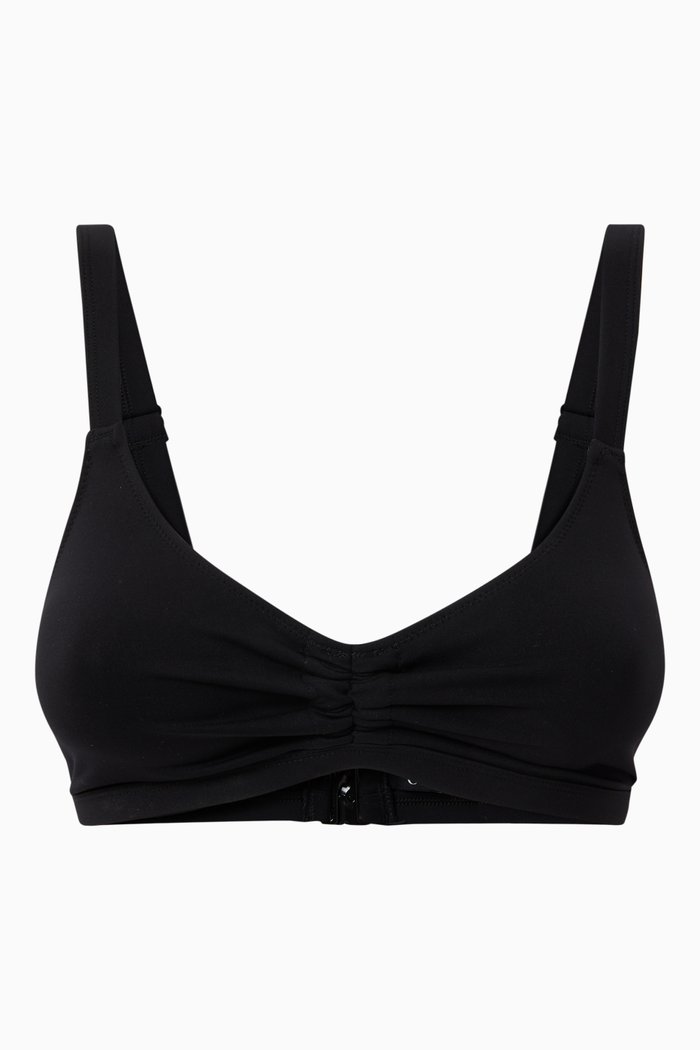 

Olivia Ruched Triangle Bikini Top, Black