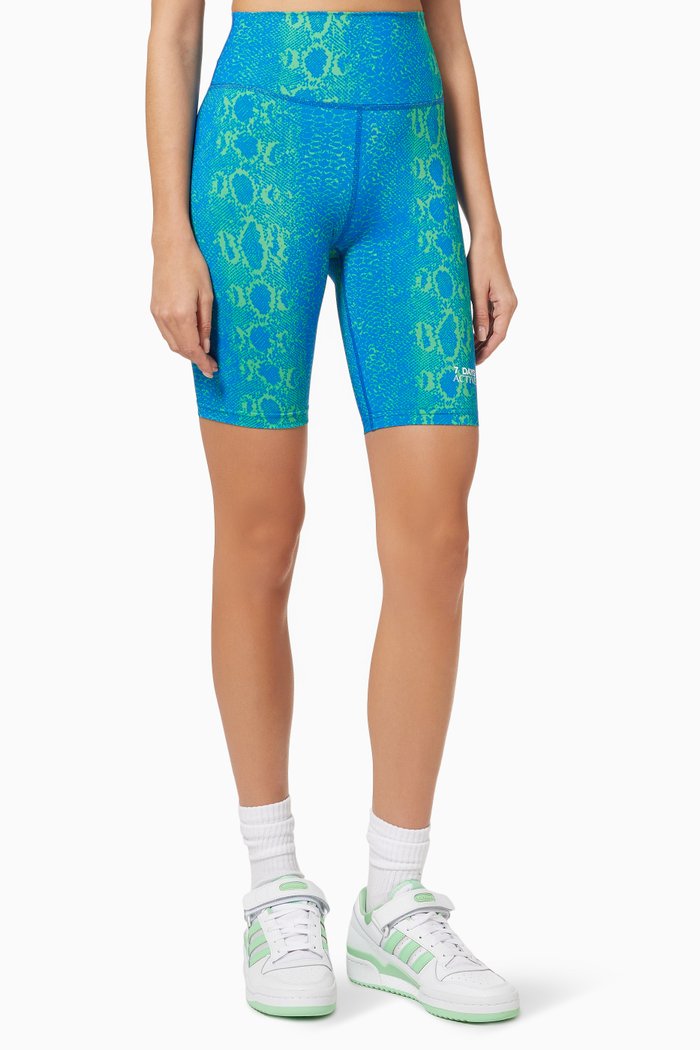 Logo Bike Shorts in Stretch Nylon, Blue